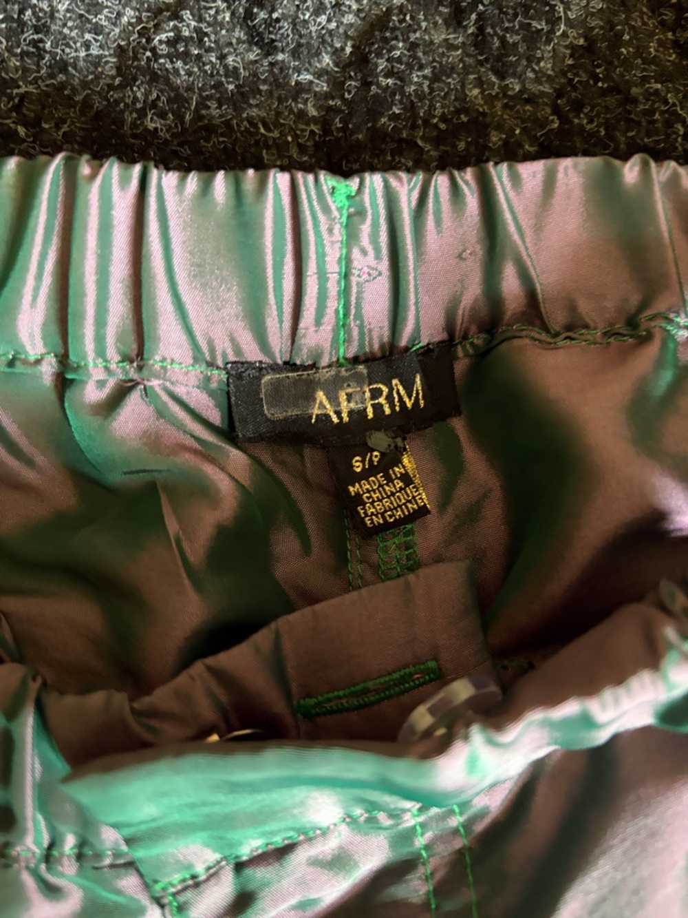 AFRM Iridescent Green-Pink lightweight Wide Leg Pants Size S Side/Back pockets - Picture 2 of 9